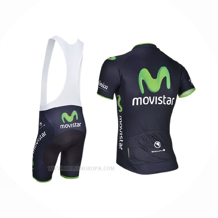 2014 Ropa Ciclismo Movistar Negro Mangas Corta y Culotte Corto